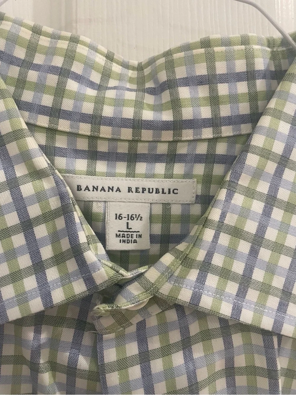 Banana Republic Light Green & Blue Windowpane Dress Shirt